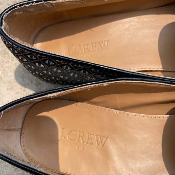 [9.5] J.Crew Black & White, Pink & Blue Diamond Print Almond Toe Tassle Loafers - Picture 6 of 11